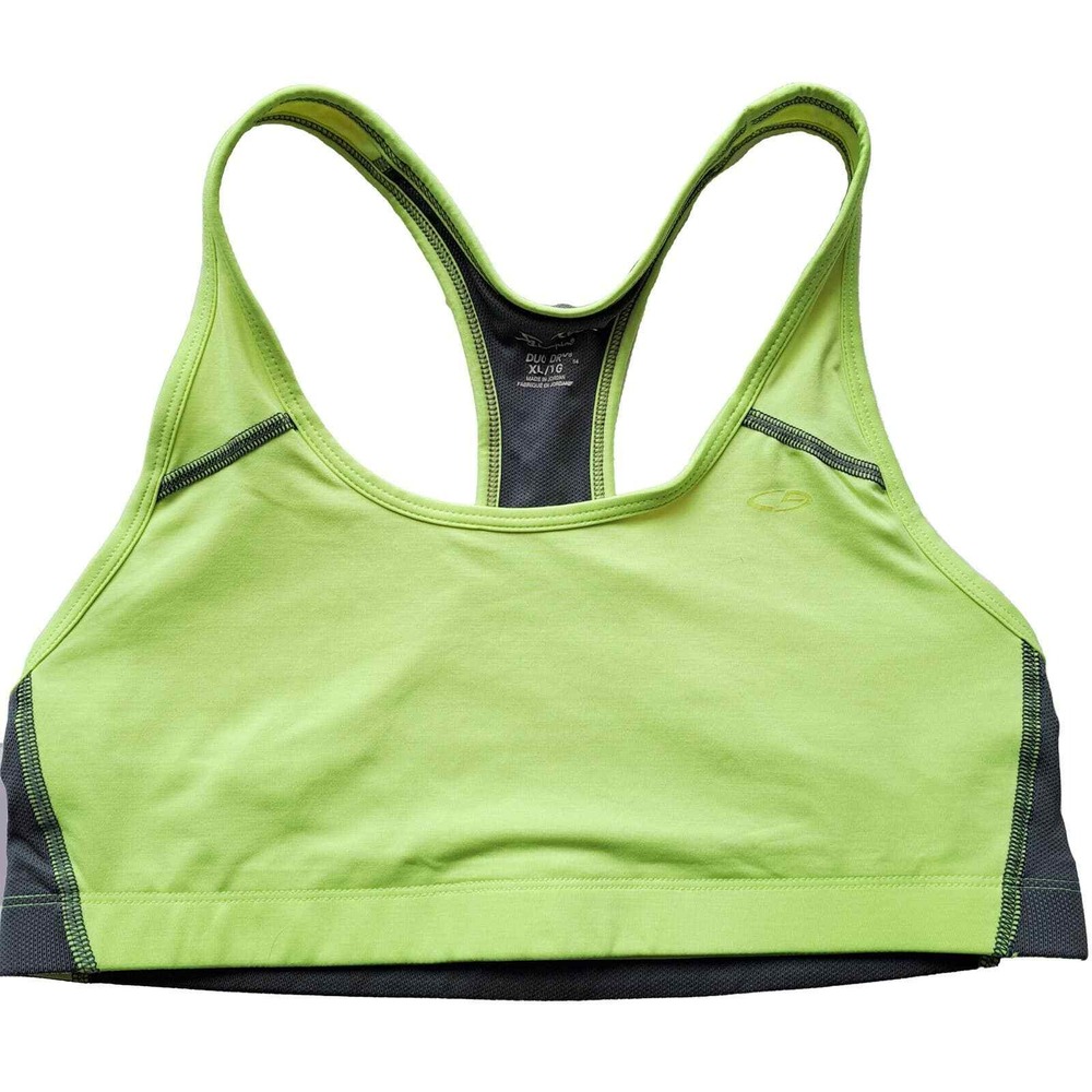 Champion Sports Bra Womens XL‎ Yellow Grey Duo Dry Medium